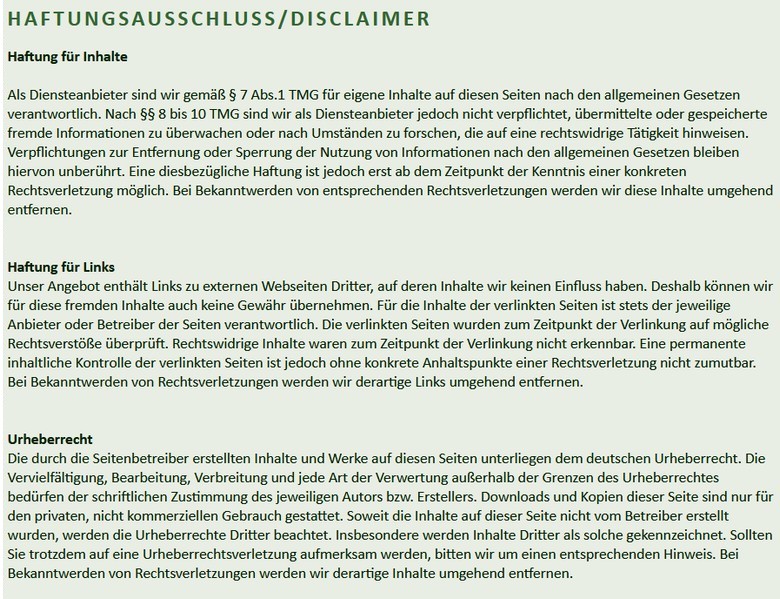 Haftungsausschluss